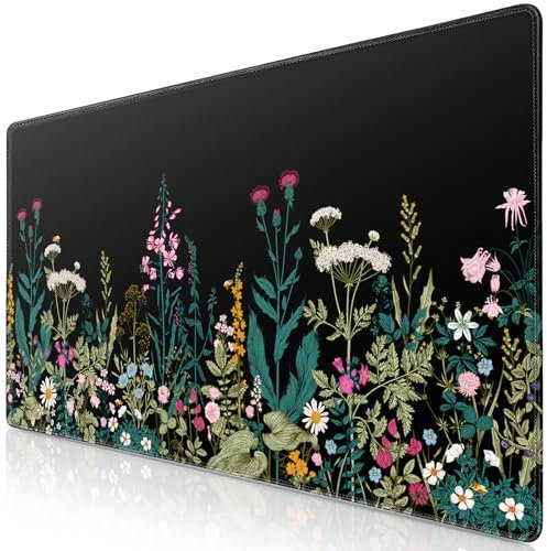 Abetcabe Gaming Mauspad XXL, Mousepad 900 x 500 x 3mm, Pflanzen Mauspad groß Vernähte Kanten WassXerdicht Anti-Rutsch für PC, Laptop Verbessert Präzision und Geschwindigkei