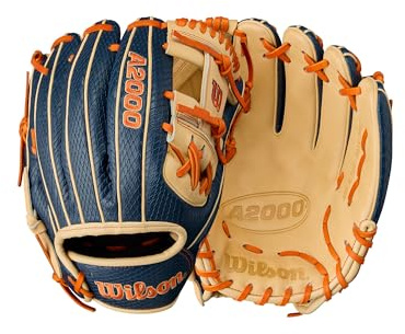Wilson Summer 2025 A2000 Jose Altuve GM Infield Baseball-Handschuh, Rechtshänder, Marineblau/Blond/Orange