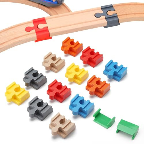 UOCAI 12 Teiliges Set Track Connectors und 3 Retainer, Schienenverbindern für Brio Duplo Systemverbinder, Kompatibler Adapter Gleisverbinder, Universell Kombiniert Beide Systeme Miteinander