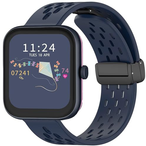 Bleushaweu for RAD LEY Series Band, 18 mm, 20mm, 22mm Breathable Soft Silicone Magnetic Butterfly Clousure Sport Replacemet Strap Compatible with RAD-LEY Series 32/20/19/46/10 Watch (Dark Blue, 20mm)