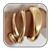 YANCHUN Gold Bangles for Women Bangle Bracelets Stack Chunky Cuff Bracelet Non Tarnish Silver Bracelet Trendy Jewelry Gift