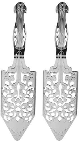 NIZEAMI 2 Pieces Absinthe Spoons, Stainless Steel Absinthe Cocktails Spoon Making Kit Gothic Absinthe Fountain Spoon Dripper