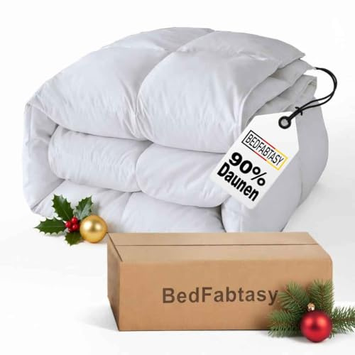 BedFabtasy Daunendecke 240x220cm, 90% Daunen und 10% Federn, Klasse 1, Oeko-Tex zertifizierte Winter Bettdecke 240x220, Allergiker, RDS Zertifiziert Daunenbettdecke, Duvet, Winterdecke