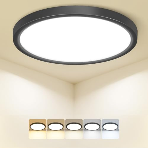 zemty Deckenlampe LED Deckenleuchte Flach, 24W 2400LM 5Farben-2700K/3000K/4000K/5000K/6500K Lampen Decke, Ø30x1.7cm Ultra Dünn Rund Schlafzimmerlampe für Kinderzimmer Küchen Badezimmer