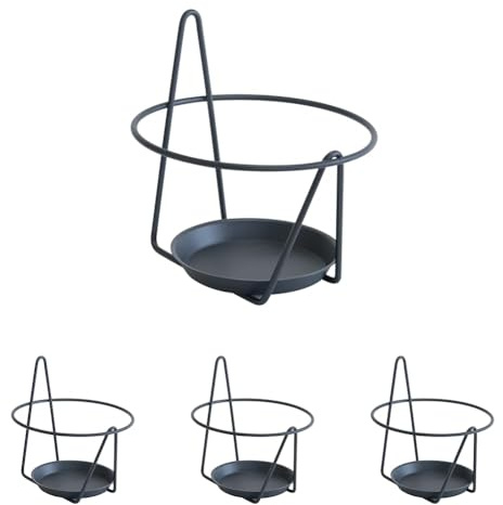 Louis Moulin Porte-Pots Soucoupe Mural 16-18 cm - Anthracite - Made in France, Unique (Lot de 4)
