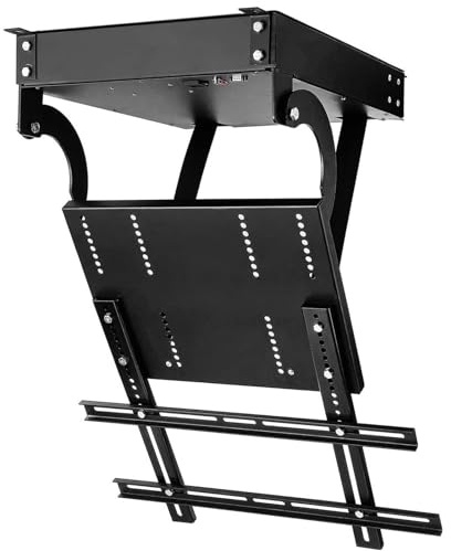 Support de télévision électrique avec télécommande, support de plafond réglable pour écrans de 32 à 98 pouces, design rabattable motorisé, supporte jusqu'à 80 kg