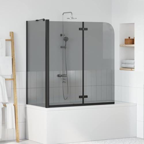 Duschabtrennung, Badewannenwand, Schwarz, 120 x 68 x 130 cm