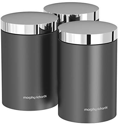 Morphy Richards 974067 Accents Kitchen Storage Canisters, Stainless Steel, Titanium, Set of 3