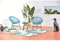 CONCEPT USINE - Salon de Jardin - Ensemble Bistrot 3 pièces Rotin Naturel : 2 Fauteuils Oeuf + Table Ronde Design Acapulco Bleu | Cordes Polyéthylène Résistant | Intérieur Extérieur | Résiste à l'eau