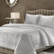 Tribeca Living Samt-Doppel-Bettwäsche-Set, zweiteiliges Boxstich-Bettwäsche-Set beinhaltet eine übergroße Steppdecke und einen Kissenbezug, 260 g/m², superweicher Samt, Florenz/Silbergrau