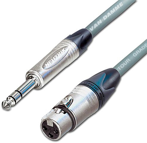 Female XLR to ¼ TRS Jack Lead. Balanced Van Damme Mic Cable. Short 10m 6m 3m 20m (30m, Grey)
