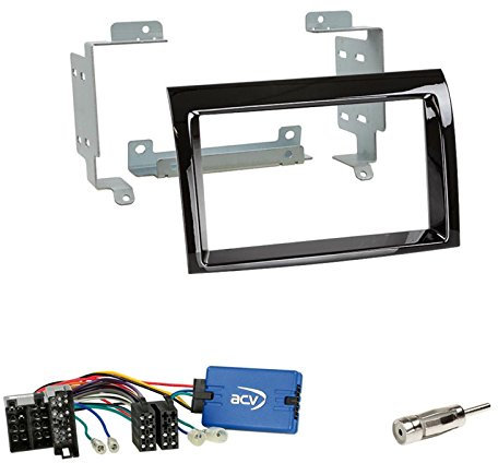 Einbauset : Autoradio 2-DIN Radioblende Halterung Piano schwarz + Alpine LFB Lenkradfernbedienungsadapter + Antennenadapter für FIAT Ducato (III) ab 2015 für Modelle mit Mini ISO Anschluss!