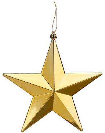 Inge-glas Weihnachtskugeln XXL Kunststoff Kugel Sterne 15cm 20cm & 30cm groß (Stern 20cm Gold)