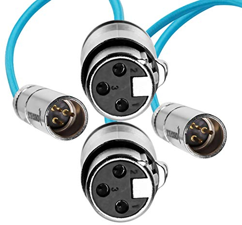 KONDOR BLUE | Mini XLR Male to XLR Female 16 Audio Cable (2 Pack) for BMPCC & C70 | Connect a Microphone or Audio Mixer to Your Camera | Blue