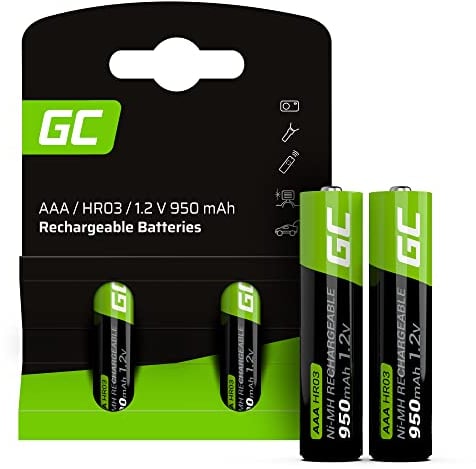 GREEN CELL Akku 950 mAh 1.2V [2 Stück] Batterien AAA, AAA Akkus Wiederaufladbar, Sofort Einsatzbereit, Geringe Selbstentladung, Ohne Memory-Effekt, AAA batterien Set