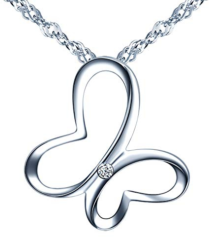 Yumilok Kette Damen Halskette Schmetterling 925 Sterling Silber mit Anhänger Schmuck Zirkonia 45CM Kettenlänge Geschenk für Damen