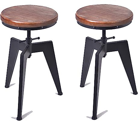 FUBIRUO Rustic Retro Lift Bar Stool, Black, Cast Iron, Rust-Proof, Scratch-Resistant, Silent, bar stools Set of 2