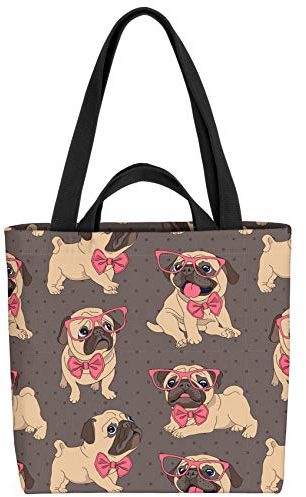 VOID Süßer Mops Tasche 33x33x14cm,15l Einkaufs-Beutel Shopper Einkaufs-Tasche Bag