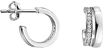 SOFIA MILANI - Damen Ohrringe 925 Silber - mit Zirkonia Steinen - Zwilling Steck Creolen - 21042