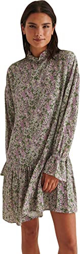 NA-KD Minivestido con Detalle de Volantes Vestido Informal, Flor Rosa, 34 para Mujer