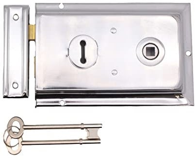 Traditional Rim Sashlock Polished Chrome Surface Mounted Lock 156 x 106mm