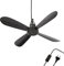 Bestlivings Ventilatore da soffitto portatile con spina e interruttore, 220 V-240 V/5 Watt, Ø 40 cm, ventilatore con gancio, risparmio energetico (nero)