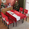 Proumhang Weihnachts Tischdecke,Stuhlhussen-Set,1 Tischdecke und 6 Stuhlhussen,Weihnachts-Esszimmer-Set,dehnbar,abnehmbar,waschbar,ölbeständige,wasserdichte Schonbezüge,Restaurant Dekor,Stil 3