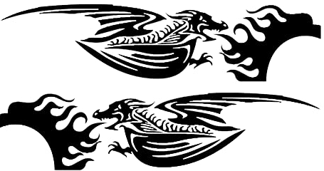 ihreesy Drache Autoaufkleber,2 Stücke Auto Aufkleber Wasserfest Auto Wand Tattoo Abziehbild Selbstklebend Vinyl Grafik Aufkleber Tier Karosserie Decal Körper Dekoration Styling Aufkleber,Schwarz