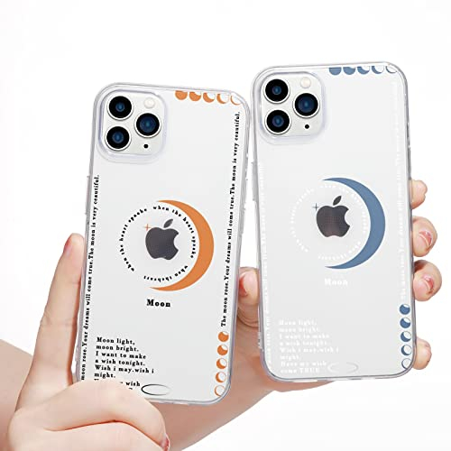 Yoedge 2 Stück Durchsichtig Hülle für iPhone 11 Pro 5,8, Transparent Handyhülle mit Aesthetic Motiv Mode Chic Muster, Ultra Dünn Weich Klar Silikon TPU Stoßfeste Bumper Schutzhülle für Mädchen, Mond