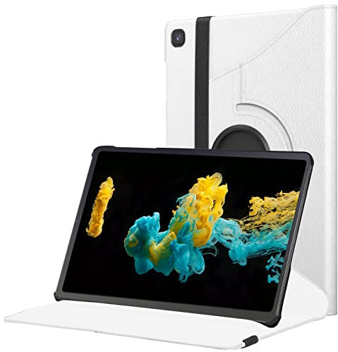 Custodia per Samsung Galaxy Tab S6 Lite da 10,4 (2020/2022) | Custodia in pelle PU di alta qualità con funzione di spegnimento automatico | KONDUWANA Tab S6 lite con rotazione a 360° (bianco)