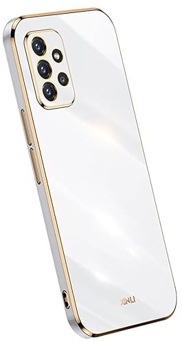 Topme Silikonhülle für Samsung Galaxy A72 / Galaxy A72 5G (6.7 Inches), [handyhülle im Goldrand-Stil] - Weiß