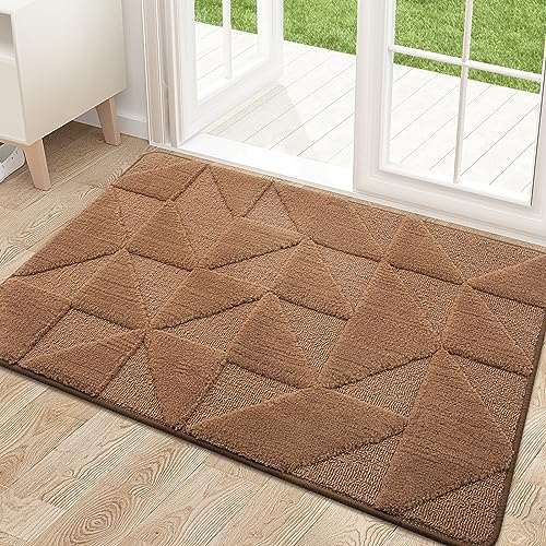 Homaxy Door Mats Indoor, 60 X 90 cm, Machine Washable Inside Door Mat, Dirt Trapper Soft Doormats, Super Absorbent Entrance Rug, Non-slip Floor Mat For Front Back Door, Pets and Dogs (Brown)