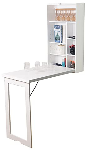 Wandtisch Klappbar Klapptisch Hängeschreibtisch Mit Regal Computertisch Kinder Studie Schreibtisch, Platzsparend(54X93.8X18cm/21.2X36.9X7)