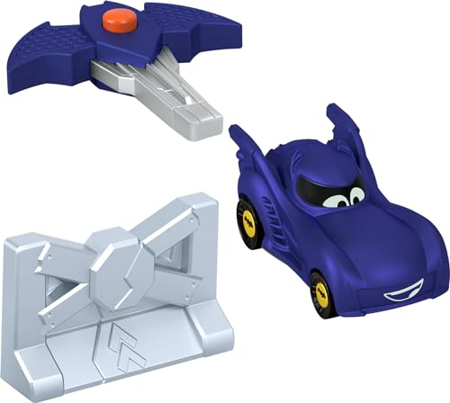 Fisher-Price DC Batwheels Jouet voiture Bam The Batmobile à l'échelle 1:55 avec accessoire de collision pour enfants de 3 ans et plus, HRJ54