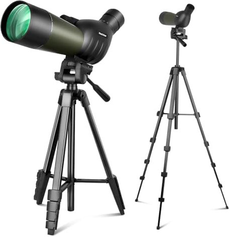 Nexiview 25-75x60 Spektiv mit 162,6 cm Stativ, Tragetasche, klare Sicht bei schwachem Licht, beschlagsichere Spektive für Zielschießen, Jagd, Vogelbeobachtung, Wildtierbeobachtung (grün)