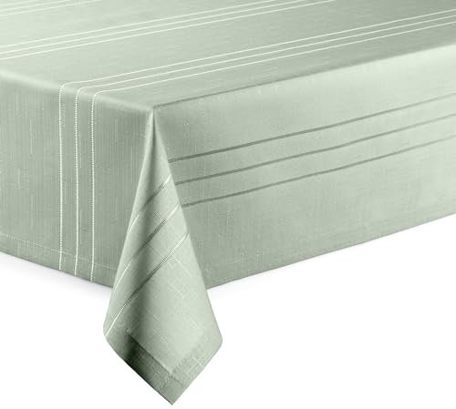 Hochwertige Tischdecke mit Saumrand Eleganza Salbeigrün Oval 135 x 180 cm pflegeleicht