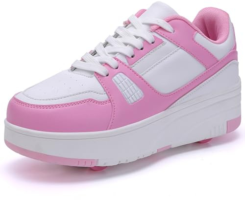 WOWEI Schuhe mit Rollen für Jungen Mädchen Skateboardschuhe Sportschuhe Rollschuhe Kinder Erwachsene 2-in-1-Multifunktionsrollschuhe Sneakers Mit Rollen Outdoorschuhe (BZX-T15, 39EU)