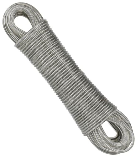 Filo per bucato con anima in acciaio, 4 mm, extra forte, resistente alla ruggine e alla corrosione, adatto per uso esterno, capacità 120 kg (Trasparente)