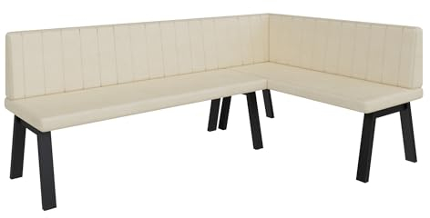 FURNISTAR Eckbank Akiko Metal A - Eckbankgruppe für Ihrem Esszimmer, Küche modern, Sitzecke, Essecke. Perfekt für Küche, Büro und Rezeption. Solide und Starke Verarbeitung. (196x128-Rechts-Soft18)