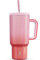 Meoky 1182ml/40oz Thermobecher mit Strohhalm und Griff, Doppelwandiger Edelstahl Vakuum Kaffeebecher to Go, 100% auslaufsicher, für Kalte und Heißer Getränke (rot-pinker Farbverlauf)