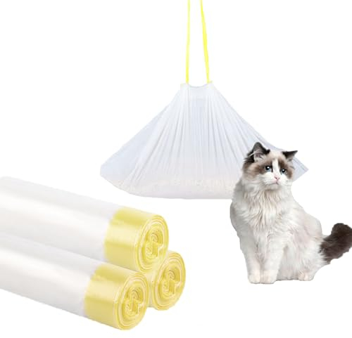 30Pcs Cat Litter Tray Liners - Cat Litter liners with Drawstring Large Scratch Resistant and Leak Proof Cat Litter Bags Heavy Duty Liner Bags for Medium Pet Cat Litter Box Liners(45X94CM)