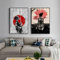 KXHHYB Japan Samurai Porträt Bilder,samurai bilder auf leinwand Wandkunst Schwarzweiss Poster für Wohnzimmer Schlafzimmer Dekor ohne Rahmen (A,30x40cm*2)