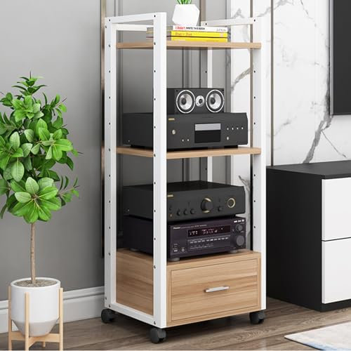 Mobile per supporti multimediali da 47 pollici, mobiletto per supporti multimediali con 3 ripiani, torre sonora per rack stereo, rack per stampante, supporto per giradischi con pannello in l