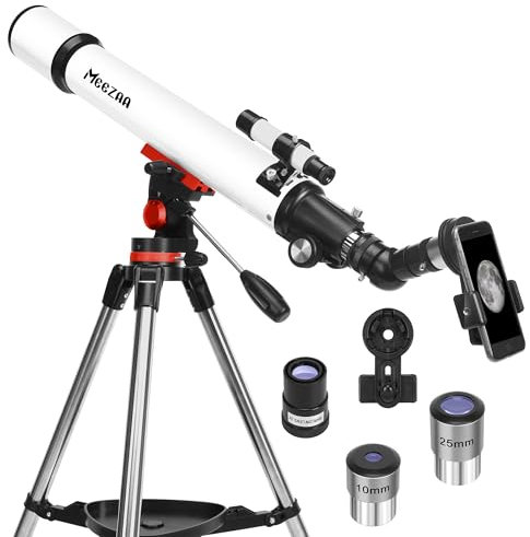 MEEZAA Telescope, Telescope for Adults Astronomy, 70/700 Astronomical Professional Refractor Telescopes for kids Astronomy Beginners with Stainless Steel Tripod and Smartphone Adapter for Moon Planets