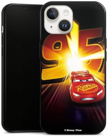 Slim Case extra dünn kompatibel mit Apple iPhone 14 Silikon Handyhülle schwarz Hülle Offizielles Lizenzprodukt Cars Lightning McQueen 95