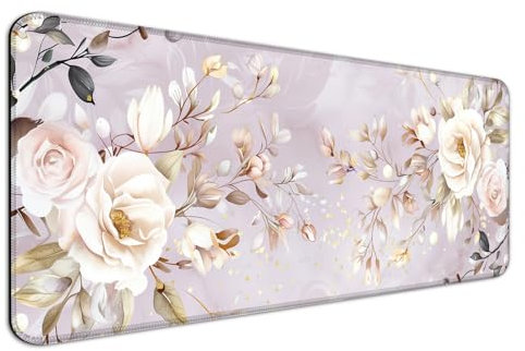 AYKDTFN Pretty Flower Gaming-Mauspad, erweiterte florale große Schreibtischmatte, Computer-Tastatur, Laptop-Mauspad für Arbeit, Büro und Zuhause, XL, Lila