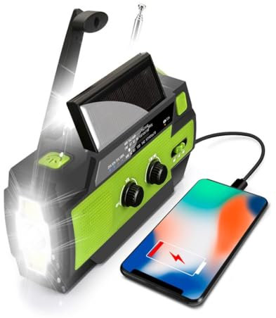Solarbetriebenes Notfall-Kurbelradio mit AM/FM, 4000mAh wiederaufladbarer Batterie, LED-Taschenlampe, SOS-Alarm und Handkurbel-Dynamo – ideal für Camping und Reisen