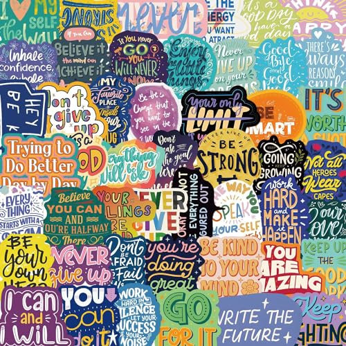 Inspirational Stickers for Laptop (50 PCS),Gift for Children Teens Adults Girl Boys,Waterproof Stickers for Water Bottle,Inspirational Vinyl Stickers for Scrapbook,Skateboard,Bike,Phone,Dairy
