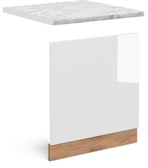 Vicco façade R-Line, Blanc Haute Brillance/Chêne de Force doré, PT Marbre