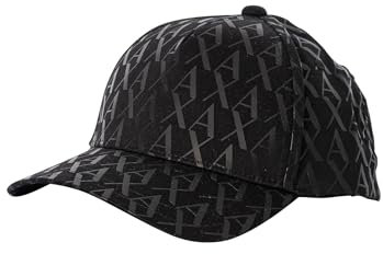 Armani Exchange Herren Gewebte Baseballkappe mit Allover-Print, Schwarz, One Size